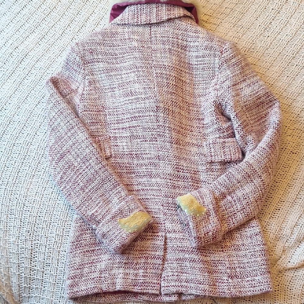 Kenzie Multicolor Pea Coat with Faux Fur Collar Size S - Picture 8 of 13